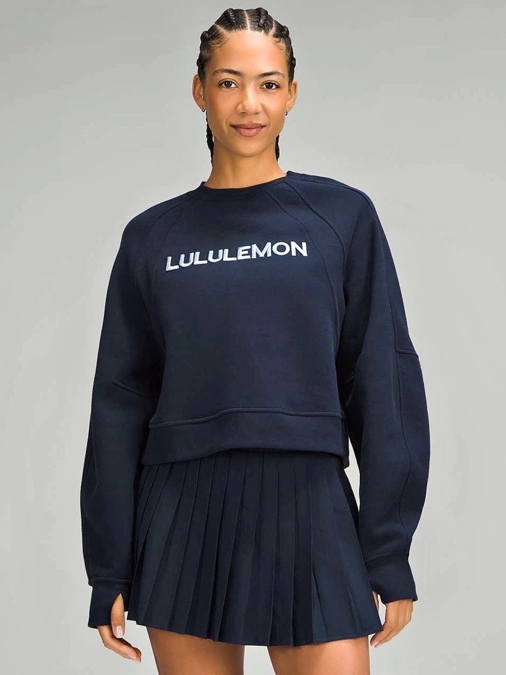 lululemon Perfectly Oversized Fleece Crew *Logo Blue Sweatshirt